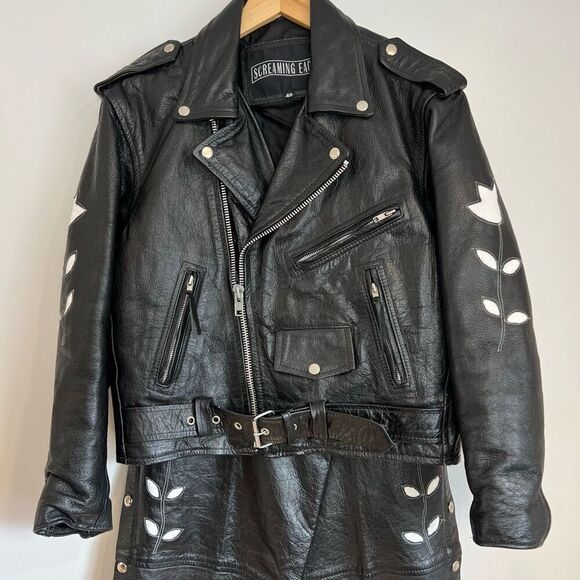 Vintage Screaming Eagle Black Leather Jacket Size 40 With Leather Chaps Large - Picture 3 of 16